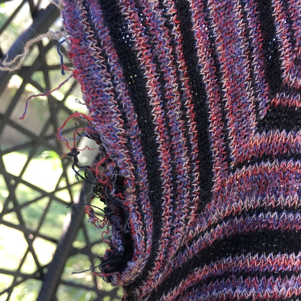 Ecote rugged knit striped tunic top distressed edges